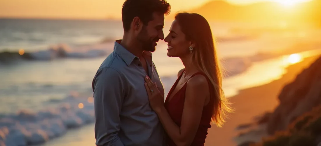 Photos du compagnon de Shana Loustau inspirant un portrait de couple en lumière naturelle dorée sur la côte atlantique française