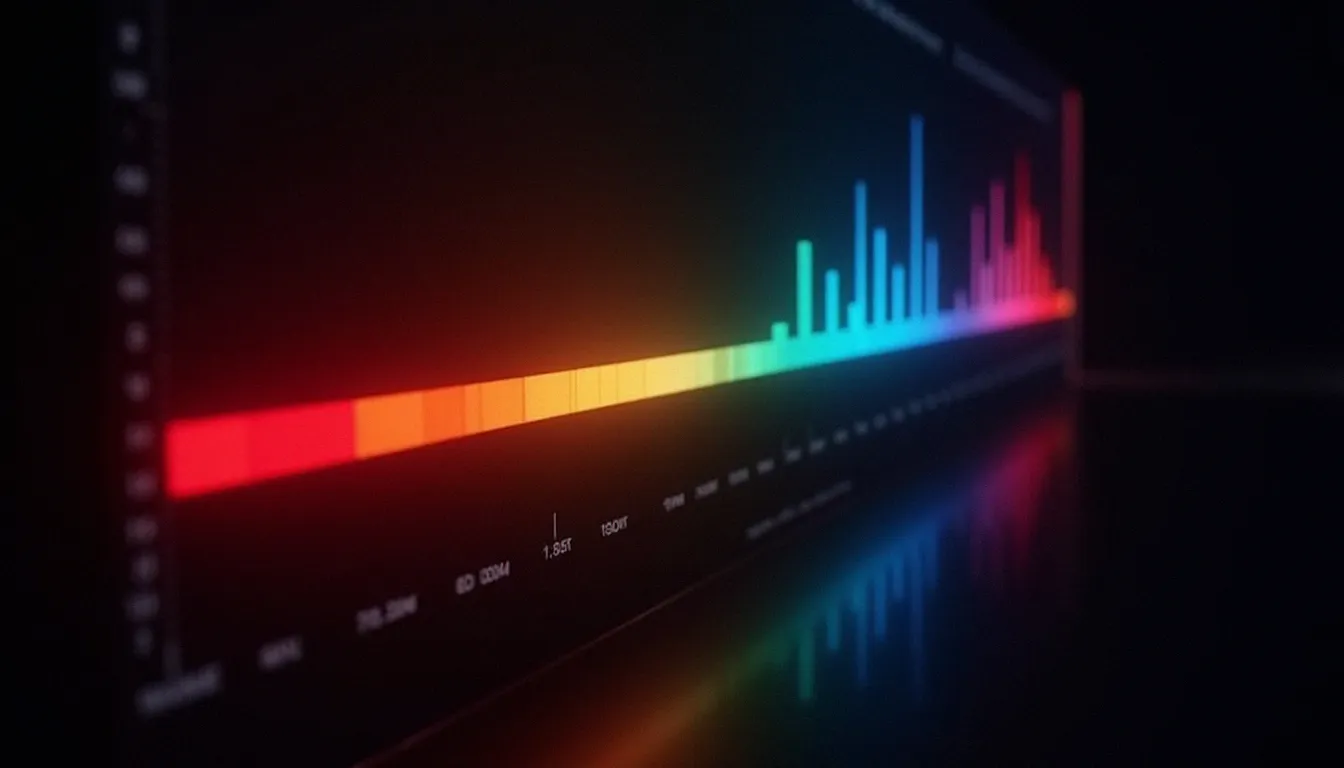 Spectre lumineux scientifique mettant en évidence les fenêtres thérapeutiques rouge et proche infrarouge utilisées en photo bio modulation laser, rendu atmosphérique en laboratoire
