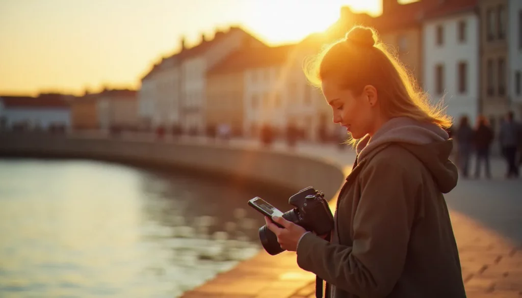 photo commentaire tiktok drole featured Photographe consultant les commentaires drôles sur une photo TikTok de lumière naturelle au coucher du soleil à La Rochelle