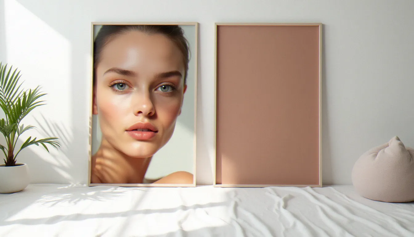 Comparaison de deux tirages portrait côte à côte montrant la différence de rendu selon le niveau de photo prix investi dans la post-production