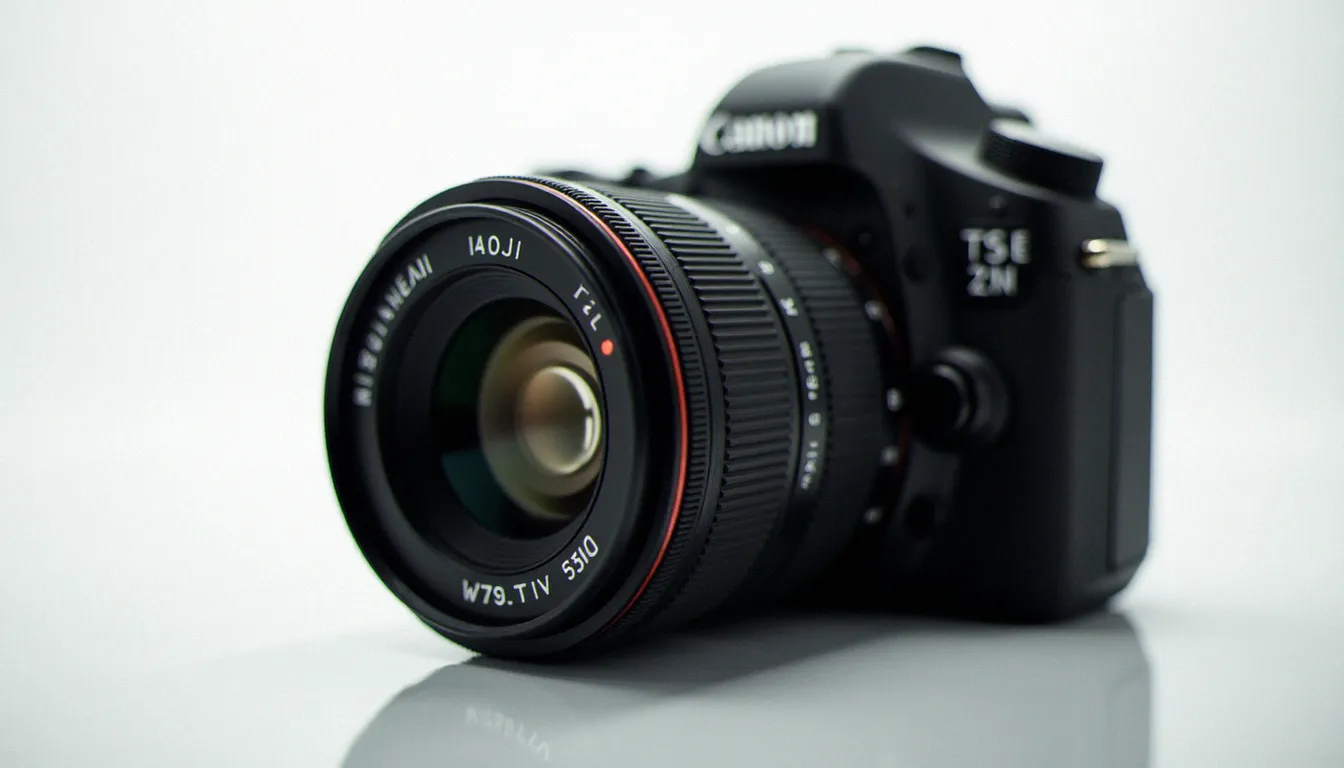 Objectif tilt-shift Canon TS-E 24 mm illustrant la mécanique de rotation optique utilisée pour la photo effet miniature