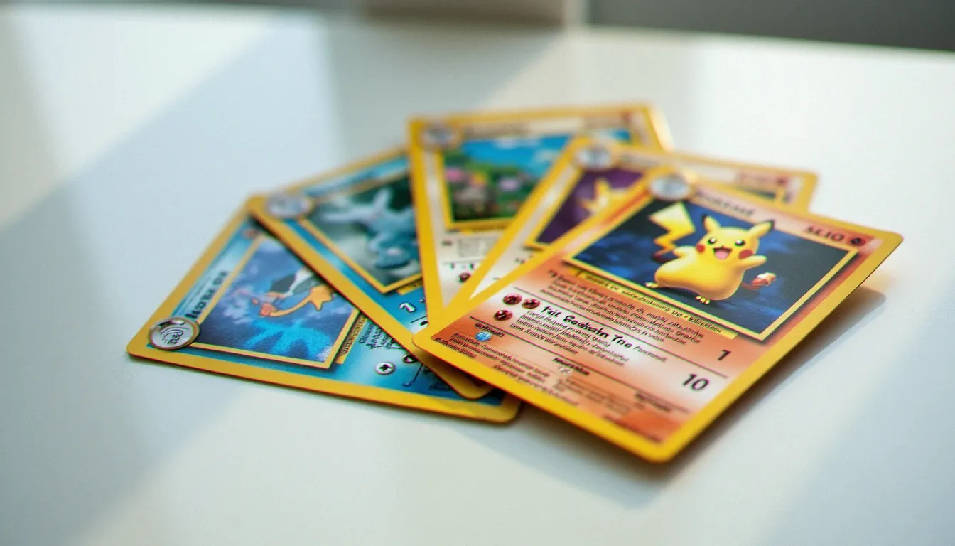 Photo prix carte Pokémon holographique en lumière naturelle sur fond blanc pour estimation de valeur